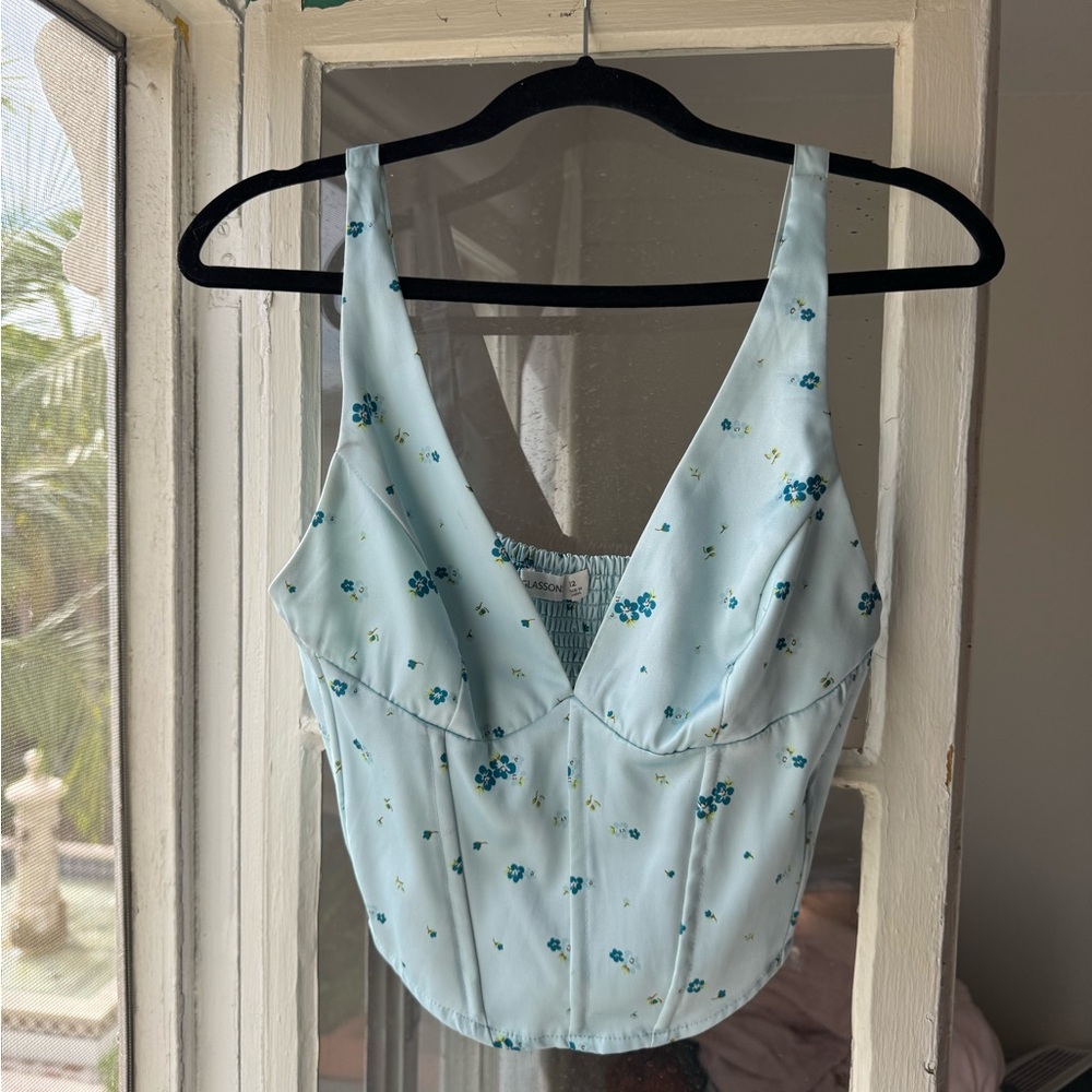 Glassons Light Blue Floral Corset Top